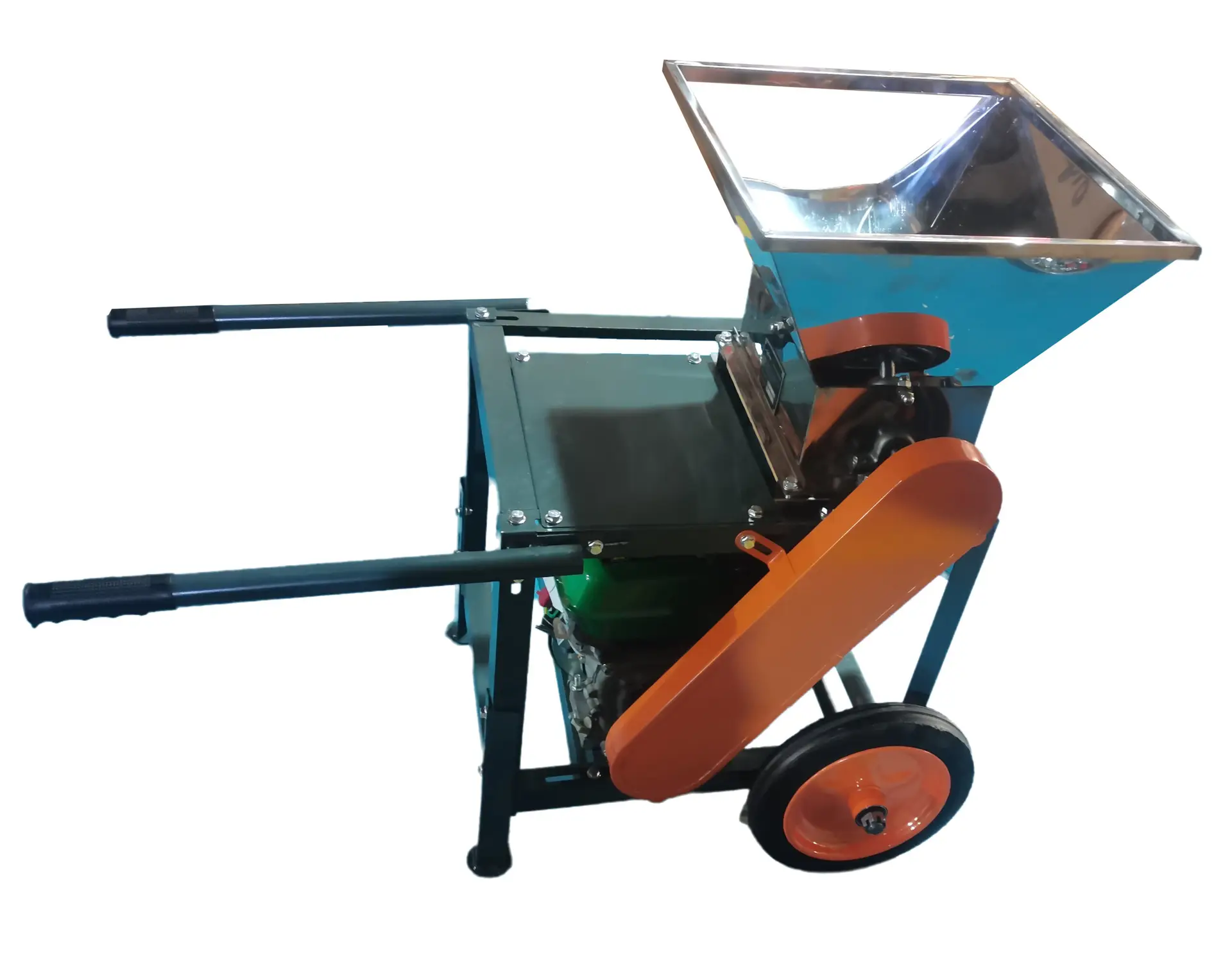 Portable hand-push cassava processor, labor-saving, easy moving and high processing efficiency for home cassava grinding and shredding.