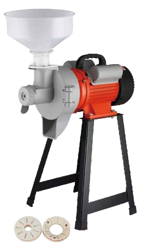 Efficient grinder for crushing grains and feed into fine particles.